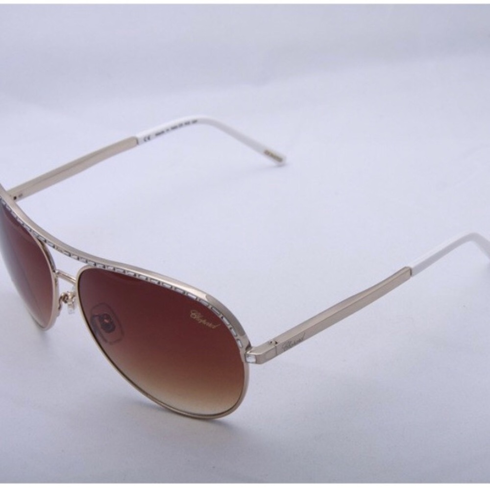 Chopard aviator sunglasses rose gold baguette Crystals SCH807s w case limited ed